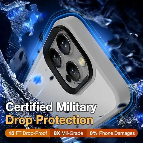 Yriklso iPhone 16 Pro uchun telefon g‘ilofi, iPhone 16 Pro g‘ilofi uchun zarbga chidamli, harbiy darajadagi tushishdan himoya, iPhone 16 Pro 6.3'' uchun himoya qattiq orqa ingichka yarim shaffof g‘ilof, kulrang - YRIKLSO (1)