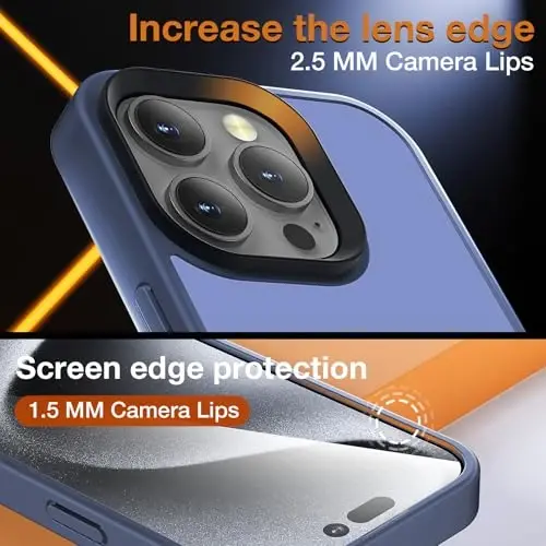 Yriklso iPhone 16 Pro uchun telefon g'ilofi, iPhone 16 Pro g'ilofi uchun zarbga chidamli, harbiy standartdagi tushishdan himoya, iPhone 16 Pro 6.3'' uchun himoya qattiq yupqa yarim shaffof g'ilof, muzli ko'k - 5