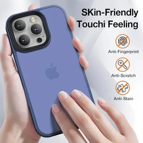 Yriklso iPhone 16 Pro uchun telefon g'ilofi, iPhone 16 Pro g'ilofi uchun zarbga chidamli, harbiy standartdagi tushishdan himoya, iPhone 16 Pro 6.3'' uchun himoya qattiq yupqa yarim shaffof g'ilof, muzli ko'k - 3