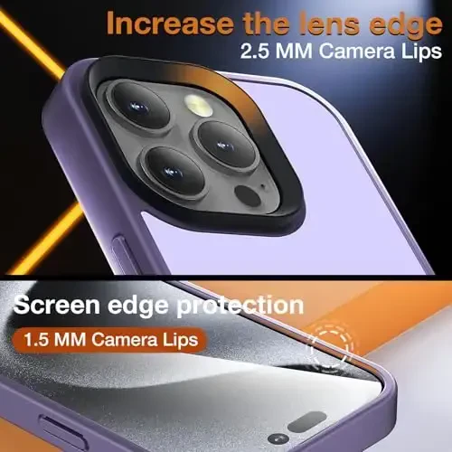 Yriklso iPhone 16 Pro uchun telefon g‘ilofi, iPhone 16 Pro uchun zarbga chidamli g‘ilof, harbiy darajadagi tushishdan himoya, iPhone 16 Pro 6.3'' uchun himoya qattiq yupqa yarim shaffof g‘ilof, muzlatilgan binafsha - 6