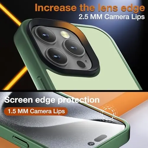 Yriklso iPhone 16 Pro uchun telefon g‘ilofi, zarbaga chidamli iPhone 16 Pro g‘ilofi, harbiy darajadagi tushishdan himoya, himoya qattiq orqa ingichka shaffof g‘ilof iPhone 16 Pro 6,3 dyuym uchun, mat yashil - 6
