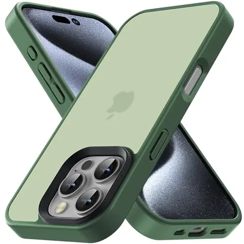 Yriklso iPhone 16 Pro uchun telefon g‘ilofi, zarbaga chidamli iPhone 16 Pro g‘ilofi, harbiy darajadagi tushishdan himoya, himoya qattiq orqa ingichka shaffof g‘ilof iPhone 16 Pro 6,3 dyuym uchun, mat yashil 