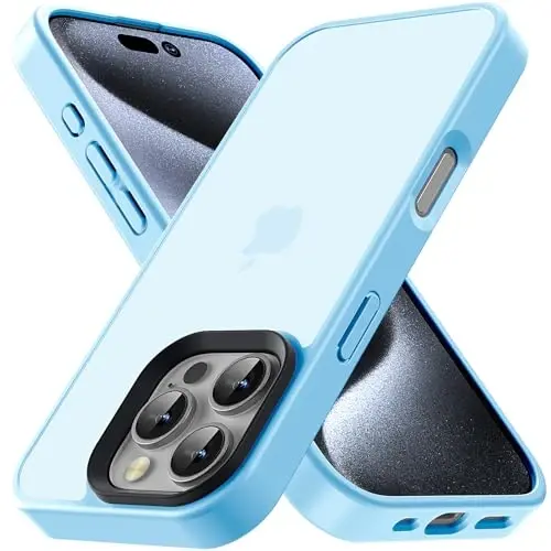 Yriklso iPhone 16 Pro uchun telefon qutisi, iPhone 16 Pro uchun zarbaga chidamli quti, harbiy darajadagi tushishdan himoya, iPhone 16 Pro 6.3'' uchun himoya qattiq yupqa yarim shaffof quti, Sierra Blue 