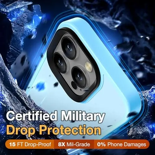Yriklso iPhone 16 Pro uchun telefon qutisi, iPhone 16 Pro uchun zarbaga chidamli quti, harbiy darajadagi tushishdan himoya, iPhone 16 Pro 6.3'' uchun himoya qattiq yupqa yarim shaffof quti, Sierra Blue - 3