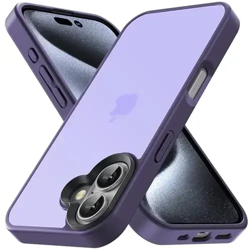 Yriklso iPhone 16 uchun telefon g'ilofi, iPhone 16 uchun zarbga chidamli g'ilof, harbiy darajadagi tushishdan himoya, iPhone 6.1'' uchun himoya qattiq orqa ingichka yarim shaffof g'ilof, muzli binafsha - 1