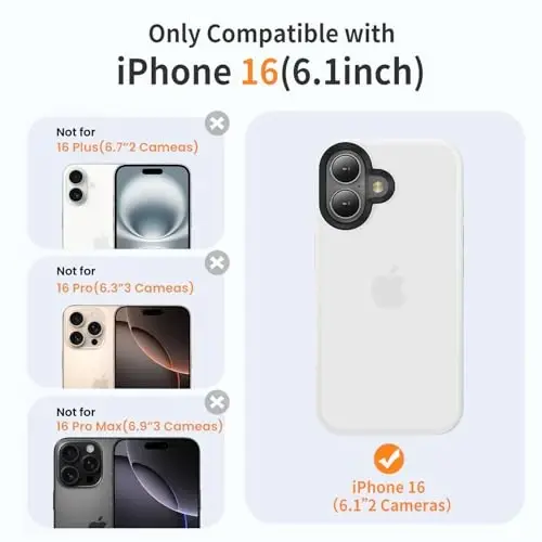 Yriklso iPhone 16 uchun telefon g'ilofi, iPhone 16 uchun zarbga chidamli g'ilof, harbiy standartga mos tushishdan himoya, iPhone 16 6.1