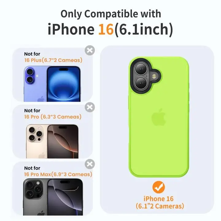 Yriklso iPhone 16 uchun telefon g‘ilofi, zarbga chidamli iPhone 16 g‘ilofi, harbiy darajadagi tushishdan himoya, himoya qattiq orqa tor yarim shaffof iPhone 16 6.1