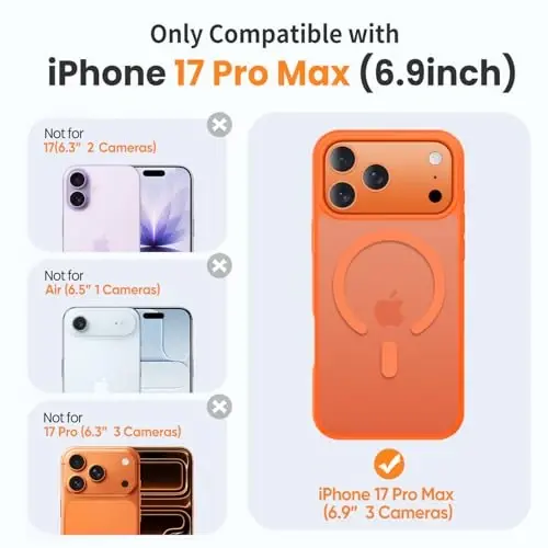Yriklso 3 in 1 Strong Magnetic Case for iPhone 17 Pro Max,1X Screen Protector +1X Camera Lens, Protective Shockproof Cover,Phone Case for iPhone 17 Pro Max 6.9
