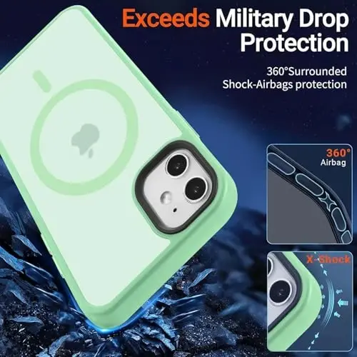 Yriklso Magnetic Case for iPhone 11 6.1 Inch, [Compatible with MagSafe], [Military Grade Drop Protection], Shockproof Matte Cover, Light Green - 2