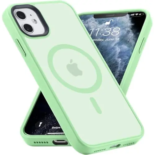 Yriklso Magnetic Case for iPhone 11 6.1 Inch, [Compatible with MagSafe], [Military Grade Drop Protection], Shockproof Matte Cover, Light Green - 1