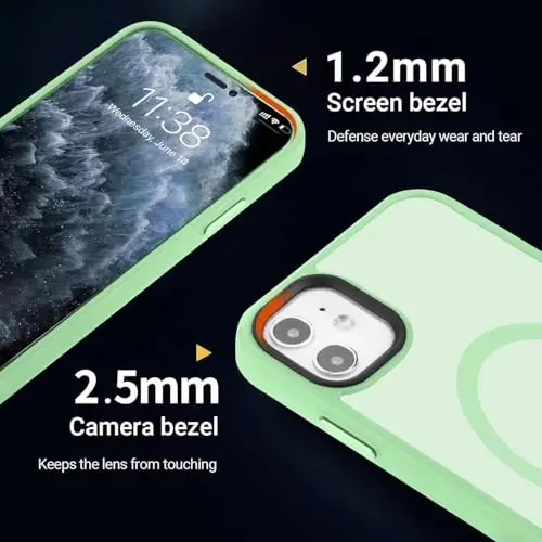 Yriklso Magnetic Case for iPhone 11 6.1 Inch, [Compatible with MagSafe], [Military Grade Drop Protection], Shockproof Matte Cover, Light Green - 3