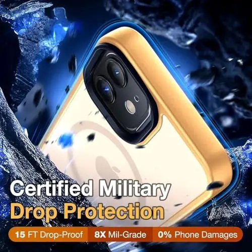 Yriklso Magnetic Case for iPhone 12/12 Pro 6.1 Inch, [Compatible with MagSafe], [Military Grade Drop Protection], Shockproof Matte Cover, Light Orange - 3