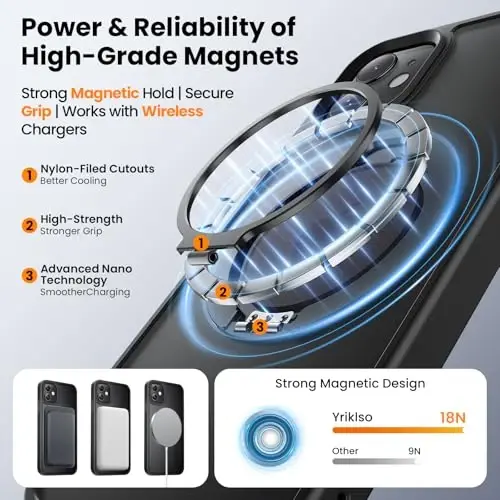 Yriklso Stand Case for iPhone 11 6.1 Inch, Compatible with MagSafe, Military Grade Drop Protection, Matte Shockproof Cover with Stand, Matte Black - 3