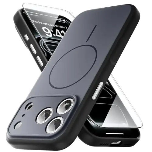 Yriklso Strong Magnetic Case for iPhone 17 Pro Max,1X Screen Protector, Protective Shockproof Cover,Phone Case for iPhone 17 Pro Max 6.9