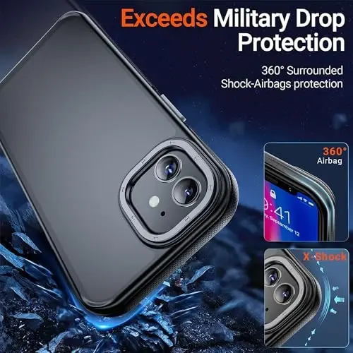 Yriklso uchun iPhone 11 telefon g'ilofi, iPhone 11 g'ilofi uchun zarbaga chidamli, harbiy darajadagi tushishdan himoya qiluvchi, iPhone 11 6.1