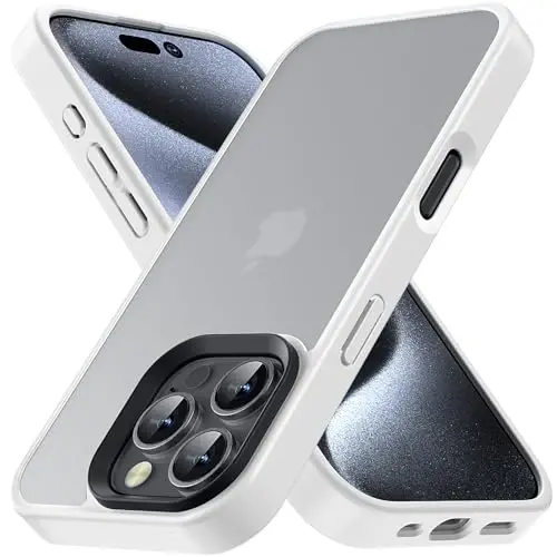 Yriklso uchun iPhone 16 Pro Max telefon g‘ilofi mat oq, iPhone 16 Pro Max g‘ilofi uchun zarbaga chidamli, harbiy darajadagi tushishdan himoya qiluvchi, himoya qiluvchi qattiq orqa yupqa yarim shaffof qopqoq - 1