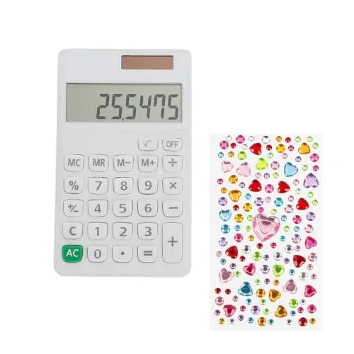 Yritioa Basic Mini 4 Function Calculator,White Calculator Small for Middle School,Back to School First Day of School Supplies,Desk Calculator with Stickers,Solar Pocket Calculators for Students - 1