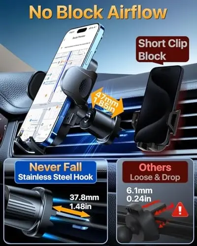 YRU True Military-Grade [360° Rotation Suction] 2026 Ultimate Car Phone Holder Mount 【90+LBS Safest Strongest & Patent Certs】 Dashboard Windshield Vent for iPhone 17 16 Pro Max Samsung, Pale Pink - YRU