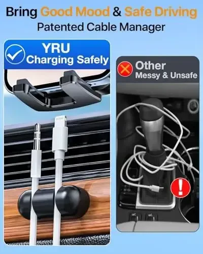 YRU Haqiqiy Harbiy Standartli [360° Aylanuvchi So'rg'ich] 2025 Yilgi Eng Zo'r Avtomobil Telefon O'rnatgichi 【90+LBS Eng Xavfsiz Kuchli & Patent Sertifikatlari】 iPhone 17 16 Pro Max Samsung uchun Dashbord Oyna Shamollatgichi, Royal Moviy - 6