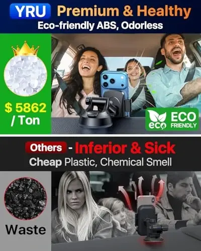 YRU[True Upgrade for Safety Car Phone Holder Mount [Patent & Military-Grade] Dashboard Cell Phone Holder for Car Vent Windshield Phone Stand for iPhone 17 16 15 14 13 Pro Max Truck Samsung, Light Red - 4