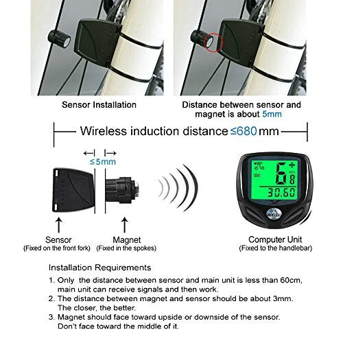 YS SY Bicycle Speedometer and Odometer Wireless Waterproof Cycle Bike Computer with LCD Display & Multi-Functions - 3