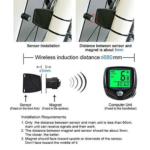 YS SY Bicycle Speedometer and Odometer Wireless Waterproof Cycle Bike Computer with LCD Display & Multi-Functions - 3
