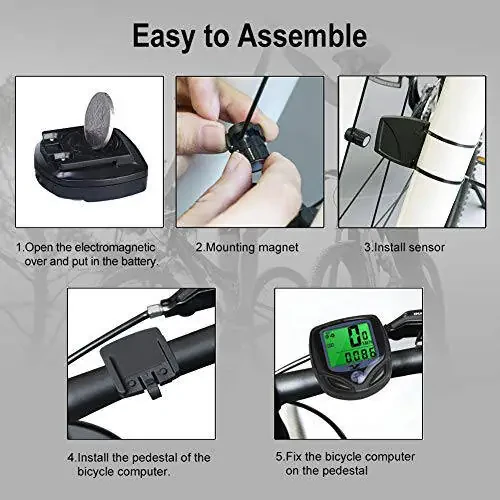 YS SY Bicycle Speedometer and Odometer Wireless Waterproof Cycle Bike Computer with LCD Display & Multi-Functions - 2