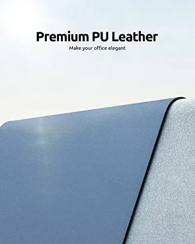 YSAGi Leather Desk Protector, Office Mat, Large Mouse Pad, Non-Slip PU Leather Blotter, Laptop Desk, Waterproof Writing Pad for Office and Home (Blue, 31.5