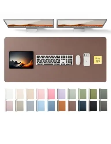 YSAGi Charm Desk Himoya, Ofis Mat, Katta sichqoncha, Sirpanmaydigan PU charm qoplamasi, Noutbuk stoli, Ofis va uy uchun suv o'tkazmaydigan yozuv (Shokolad, 47