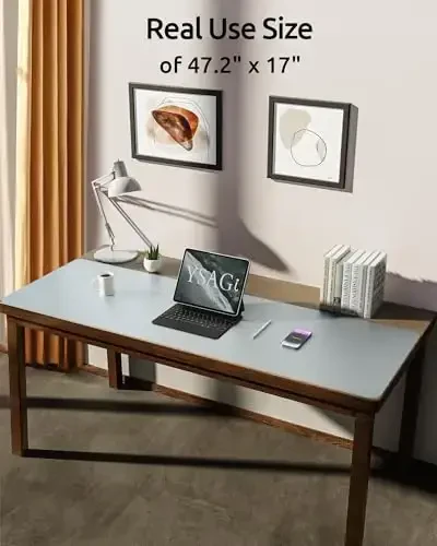 YSAGi Charm Desk Pad Himoya, Ofis stolining gilami, katta sichqoncha, sirpanmaydigan PU Charm stol blottingi, noutbuk stolining bloki, ofis va uy uchun suv o'tkazmaydigan stol yozuv bloki (kumush, 47
