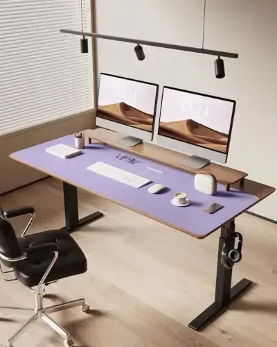 YSAGi Charm Desk Pad himoya qiluvchi, Ofis uchun stol, Katta sichqoncha yostig'i, Sirpanmaydigan PU teri stol qoplamasi, Noutbuk uchun stol, Ofis va uy uchun suv o'tkazmaydigan stol yozish yostig'i (och binafsha rang, 47