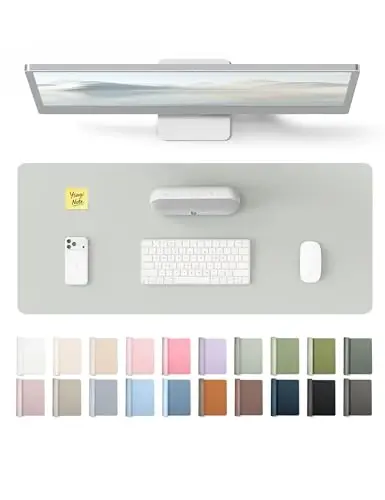 YSAGi Charm Desk Pad himoya qiluvchi, Ofis uchun stol pedi, Katta sichqoncha pedi, Sirpanmaydigan PU Charm stol qoplamasi, Noutbuk uchun stol pedi, Ofis va uy uchun suv o'tkazmaydigan stol yozish pedi (Och kulrang, 23.6