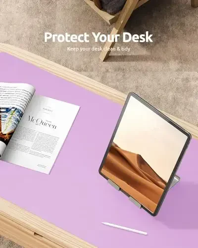 YSAGi Charm Desk Pad Himoya Qopqog'i, Ofis stoli uchun gilamcha, Katta sichqoncha, Sirpanmaydigan PU Teri stol qopqog'i, noutbuk uchun stol, Ofis va uy uchun suv o'tkazmaydigan stol yozish uchun gilamcha (Taro binafsha, 23,6