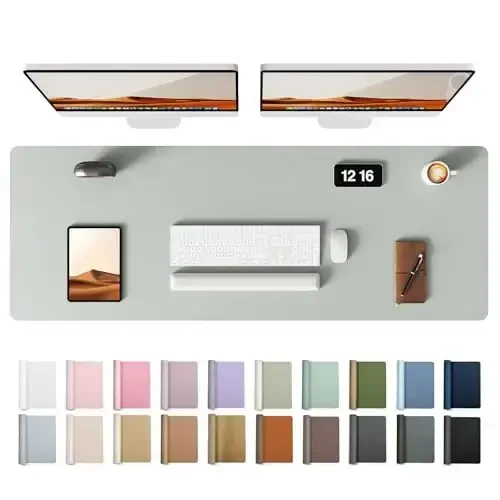 YSAGi Charm Desk Pad himoyachisi, Ofis Desk Mat, Katta sichqoncha yostig'i, Sirpanmaydigan PU Charm Desk Blotter, Noutbuk Desk Pad, Ofis va Uy uchun suv o'tkazmaydigan Desk yozish yostig'i (kulrang yashil, 47 