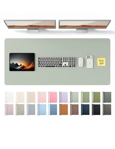 YSAGi Charm Desk Pad himoyachisi, Ofis Desk Mat, Katta sichqoncha yostig'i, Sirpanmaydigan PU Charm Desk Blotter, Noutbuk Desk Pad, Ofis va Uy uchun suv o'tkazmaydigan Desk yozish yostig'i (kulrang yashil, 47 
