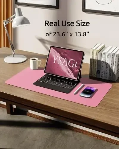 YSAGi Charm Desk Pad Protector, Katta sichqonchasi, Sirpanmaydigan PU charm stol qoplamasi, Noutbuk stol yostig'i/mati, Ofis va uy uchun suv o'tkazmaydigan yozuv yostig'i (23.6