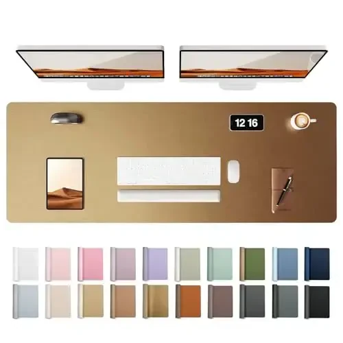 YSAGi Charm Desk Pad Protector, Ofis Charm Mat, Katta Sichqoncha Charm, Sirpanmaydigan PU Charm Charm Blotter, Noutbuk Charm, Ofis va Uy uchun suv o'tkazmaydigan Charm Yozuv Charm (Bronza, 47