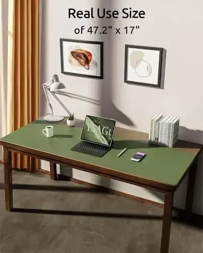 YSAGi Charm Desk Pad Protector, Ofis Desk Mat, Katta Mouse Pad, Sirpanmaydigan PU Charm Desk Blotter, Laptop Desk Pad, Suv o'tkazmaydigan Desk Writing Pad Ofis va uy uchun (Yashil, 47