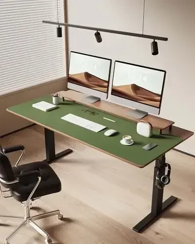 YSAGi Charm Desk Pad Protector, Ofis Desk Mat, Katta Mouse Pad, Sirpanmaydigan PU Charm Desk Blotter, Laptop Desk Pad, Suv o'tkazmaydigan Desk Writing Pad Ofis va uy uchun (Yashil, 47