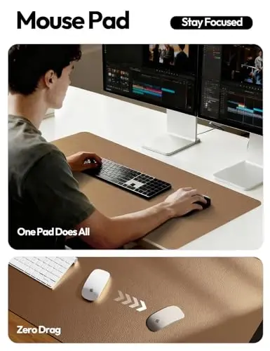 YSAGi Charm Desk Pad Protector, Ofis Stol Mat, Katta Sichqoncha Yostig'i, Sirpanmaydigan PU Charm Stol Bloteri, Noutbuk Stol Yostig'i, Ofis va Uy uchun Suv o'tkazmaydigan Stol Yozuv Yostig'i (Bronza, 47.2