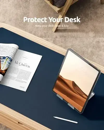 YSAGi Charm Desk Protector, Office Mat, Katta Mouse Mat, Non-Slip PU Charm Blotter, Laptop Pad, Office and Home uchun suv o'tkazmaydigan yozuv yostig'i (to'q ko'k, 31,5