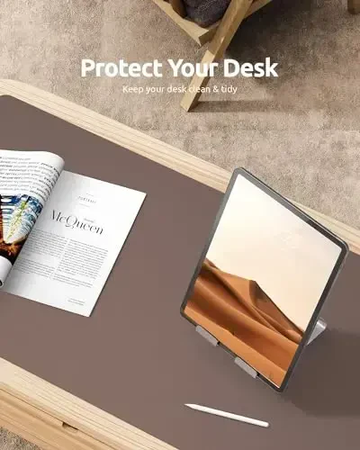 YSAGi Charm Desk Protector, Office Mat, Katta Mouse Mat, Sirpanmaydigan PU Charm Blotter, Noutbuk Pad, Office va Uy uchun Suv o'tkazmaydigan Yozuv Pad (Shokolad, 31.5