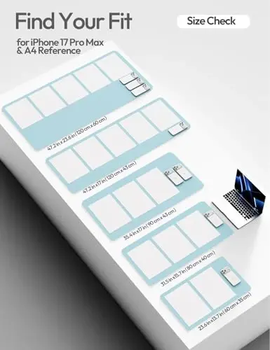 YSAGi Charm Desk Protector, Office Mat, Katta sichqoncha mato, Sirpanmaydigan PU Charm Blotter, Noutbuk yostig'i, Ofis va uy uchun suv o'tkazmaydigan yozuv yostig'i (Baby Blue, 47