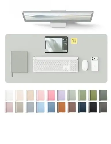 YSAGi Charm Desk Protector, Office Mat, Katta sichqoncha, Sirpanmaydigan PU Charm Blotter, Noutbuk Charm, Ofis va uy uchun suv o'tkazmaydigan yozuv yostig'i (och kulrang, 35,4