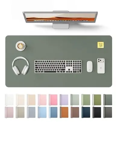 YSAGi Charm Desk Protector, Office Mat, Large Mouse Mat, Non-Slip PU Charm Blotter, Laptop Desk, Suv o'tkazmaydigan yozuv paneli ofis va uy uchun (To'q yashil, 31,5