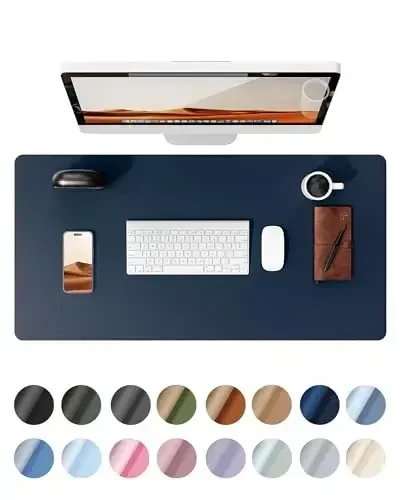 YSAGi Charm Desk Protector, Office Mat, Large Mouse Mat, Non-Slip PU Charm Blotter, Laptop Pad, Waterproof Writing Pad for Office and Home (Dark Blue, 35.4