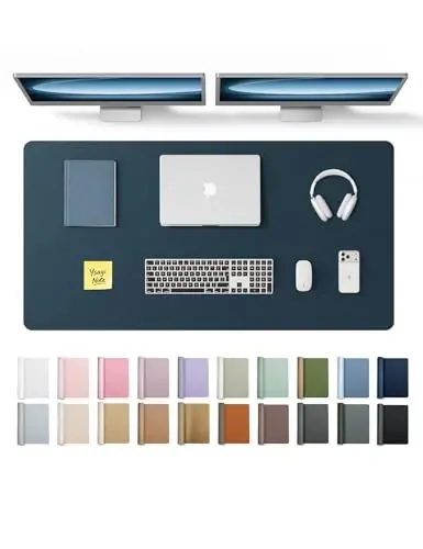 YSAGi Charm Desk Protector, Office Mat, Large Mouse Mat, Non-Slip PU Charm Blotter, Laptop Pad, Waterproof Writing Pad for Office and Home (Dark Blue, 47.2