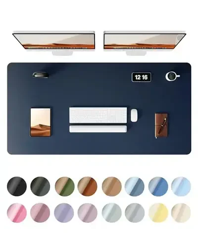 YSAGi Charm Desk Protector, Office Mat, Large Mouse Mat, Non-Slip PU Charm Blotter, Laptop Pad, Waterproof Writing Pad for Office and Home (Dark Blue, 47.2