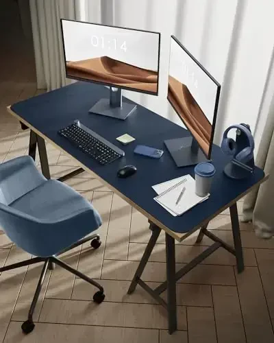 YSAGi Charm Desk Protector, Office Mat, Large Mouse Mat, Non-Slip PU Charm Blotter, Laptop Pad, Waterproof Writing Pad for Office and Home (Dark Blue, 47.2