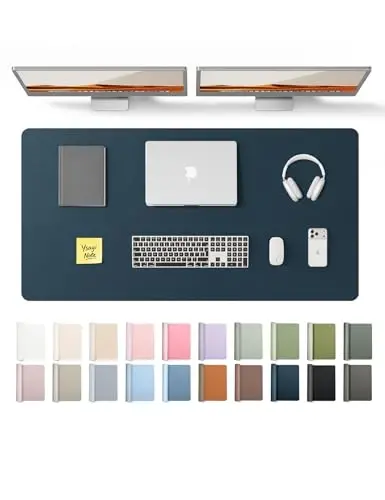 YSAGi Charm Desk Protector, Office Mat, Large Mouse Mat, Non-Slip PU Charm Blotter, Laptop Pad, Waterproof Writing Pad for Office and Home (Dark Blue, 47.2